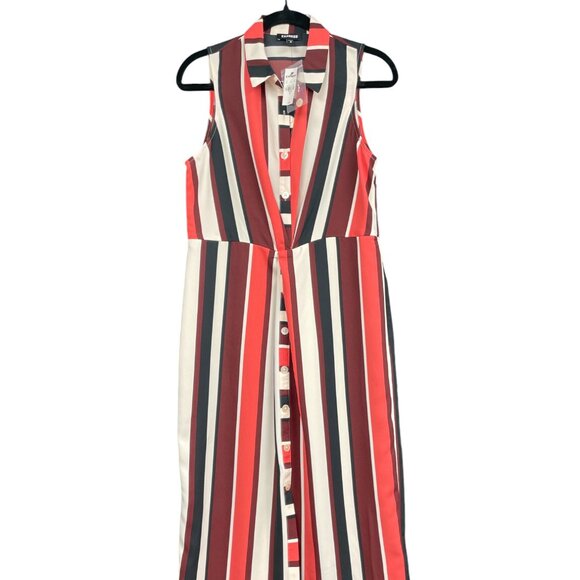 NWT Women's EXPRESS Button-down Sleeveless Dress Striped- Size‎ M - Picture 1 of 12